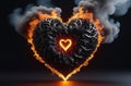 Burning black heart. Gothic valentine