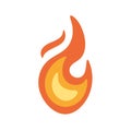 Burning, blazing fire icon. Hot flame symbol. Heat danger and caution sign. Abstract simple campfire pictogram