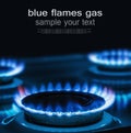 Burning blue gas on the stove Royalty Free Stock Photo