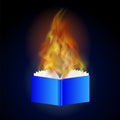 Burning Blue Paper Book with Fire Flame