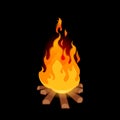 Burning bonfire on black background Royalty Free Stock Photo