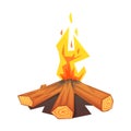 Burning bonfire, colorful vector illustration