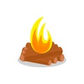 Burning bonfire. Firewood. Hiking outdoor tourism. Isolated Vector Illustration. Campfire vector icon Royalty Free Stock Photo