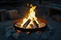 Burning Bonfire at Night Provides Heat and Comfort with Campfire Theme Royalty Free Stock Photo