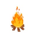 Burning bonfire on white background Royalty Free Stock Photo