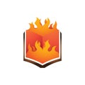 Burning Book Fire Flame Symbol Design Illustration