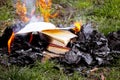 Burning books. The pages of the book are on fire as a sign of ignorance Royalty Free Stock Photo