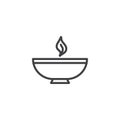Burning bowl oil lamp line icon