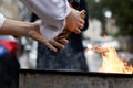 Burning bread Before the Jewish holiday of Passover