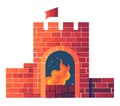 Burning brick castle symbolizes danger and heat
