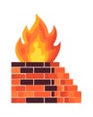 Burning brick inferno symbolizes danger and heat