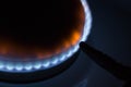 Burning burner gas stove at home