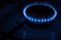 Burning burner gas stove at home