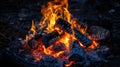 burning camp fire AI generated Royalty Free Stock Photo