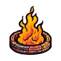 Burning campfire igniting glowing icon