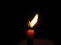 Lit candles for dinner in the dark, burning candles Royalty Free Stock Photo