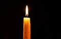 Burning candle on a black background, religion