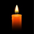 Burning candle black background vector mourning