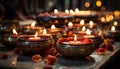 Burning candle brings tranquility and spiritual harmony generated by AI