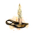 Burning candle in bronze candlestick Royalty Free Stock Photo