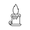 Burning candle chandelier decoration icon thick line