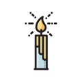 Burning candle colorful thin line flat style icon