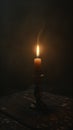 Burning candle on dark background. Day of Remembrance. Witchcraft. Black magic ritual Royalty Free Stock Photo