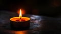 Burning candle on dark background. Day of Remembrance. Witchcraft. Black magic ritual Royalty Free Stock Photo