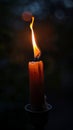 Burning candle in the dark Royalty Free Stock Photo