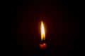 Burning candle in the dark with a dark background. Dark key photo
