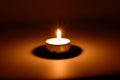 Burning candle in darkness Royalty Free Stock Photo