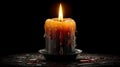 Burning Candle with Dripping Wax Royalty Free Stock Photo