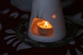 Relaxing Small Candle Burning, Closeup Image