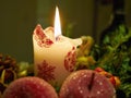 Burning candle festive Christmas decoration