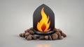 burning candle in the fireplace fire flame icon isolated bonfire sign emoticon symbol white emoji logo Royalty Free Stock Photo