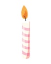 Burning candle flame on white background Royalty Free Stock Photo