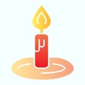 Burning candle flat icon. Candlelight vector illustration isolated on white. Memorial symbolism gradient style design