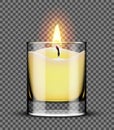 Burning candle in a glass jar isolated on transparent background Royalty Free Stock Photo