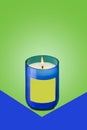 a burning candle on green background mock up Royalty Free Stock Photo