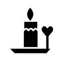 Burning candle with heart Isolated Vector icon that can be easily modified or edited Royalty Free Stock Photo