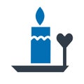 Burning candle with heart Isolated Vector icon that can be easily modified or edited Royalty Free Stock Photo