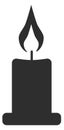 Burning candle icon. Black flame heat silhouette