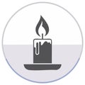 Burning Candle Icon Illustration with Flame Design Element on Gray Royalty Free Stock Photo