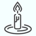 Burning candle line icon. Candlelight vector illustration isolated on white. Memorial symbolism outline style design