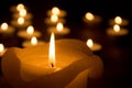 Burning candle at night Royalty Free Stock Photo