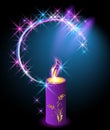 Burning candle with an ornament Royalty Free Stock Photo