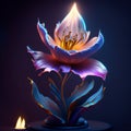 Burning candle in a pot with a flower on a dark background Generative AI Royalty Free Stock Photo