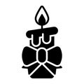 Burning candle with ribbon bow moder vector icon