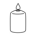 Burning candle silhouette doodle illustration