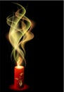 Burning candle with smoke